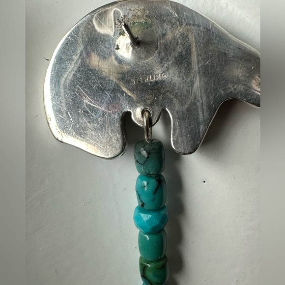 Gorgeous bear inlay sterling silver Native American turquoise sugilite earrings - Picture 11 of 12